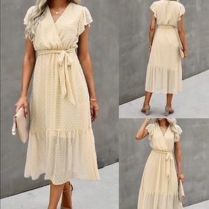 Boutique swiss dot ivory dress